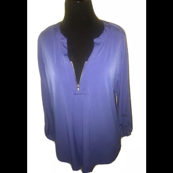 Front of Closet Tops - Front Of Closet Gold Zip Up Blouse Size Petite XL
